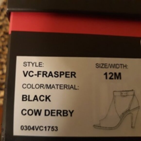 NIB Vince Camuto Black Leather Frasper Open Toe Heels  Size12 - Picture 5 of 5